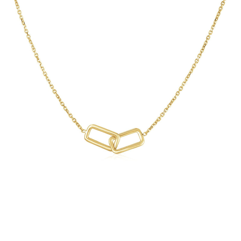 Bids.com 14k Yellow Gold Necklace with Interlocking Petite Rectangles Necklaces White Smoke 17 / Yellow Gold
