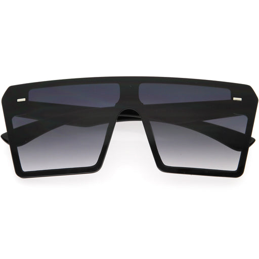 zeroUV Oversize Rimless Neutral Colored Flat Top Shield Sunglasses D279 Sunglasses Dark Slate Gray Black / Smoke Fade
