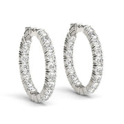 Bids.com 14k White Gold Two Sided Prong Set Diamond Hoop Earrings (3 1/2 cttw) Earrings White Smoke White Gold
