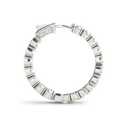 Bids.com 14k White Gold Two Sided Prong Set Diamond Hoop Earrings (3 1/2 cttw) Earrings White Smoke White Gold