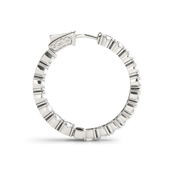 Bids.com 14k White Gold Two Sided Prong Set Diamond Hoop Earrings (3 1/2 cttw) Earrings White Smoke White Gold