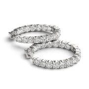 Bids.com 14k White Gold Two Sided Prong Set Diamond Hoop Earrings (3 1/2 cttw) Earrings White Smoke White Gold