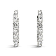 Bids.com 14k White Gold Two Sided Prong Set Diamond Hoop Earrings (3 1/2 cttw) Earrings White Smoke White Gold