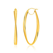 Bids.com 14k Yellow Gold Twist Motif Oval Shape Hoop Earrings Earrings White Smoke Yellow Gold