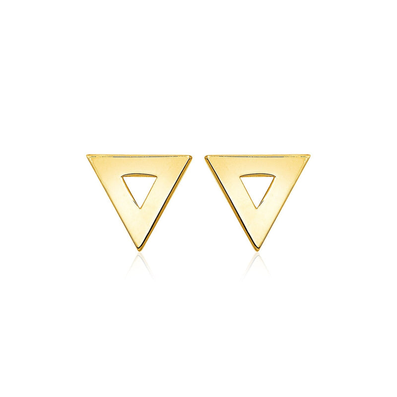Bids.com 14k Yellow Gold Polished Open Triangle Post Earrings Earrings White Smoke Yellow Gold