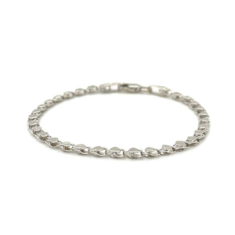 Bids.com 2.9mm 14k White Gold Heart Anklet Accessories White Smoke 10 / White Gold