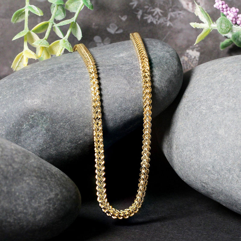 Bids.com 3.2mm 14k Yellow Gold Square Franco Chain Necklaces Black 18 / Yellow Gold,20 / Yellow Gold,24 / Yellow Gold