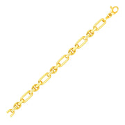 Bids.com 14k Yellow Gold Polished and Textured Link Bracelet Bracelets White Smoke 7.5 / Yellow Gold