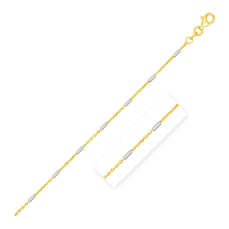 Bids.com Bar Links Pendant Chain in 14k Two Tone Gold (1.4mm) Necklaces White Smoke 16 / Two-Tone Gold,18 / Two-Tone Gold,20 / Two-Tone Gold