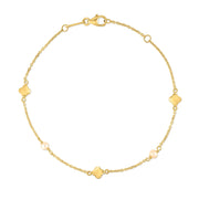 Bids.com 14k Yellow Gold Pearl Clover Bracelet Bracelets White Smoke 7 / Yellow Gold