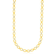 Bids.com 14k Two-Tone Gold Multi-Textured Oval Link Fancy Necklace Necklaces White Smoke 18 / Two-Tone Gold
