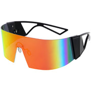 zeroUV 80s Retro Wrap Around One Piece Futuristic Sunglasses D305 Glasses / Sunglasses White Smoke Black / Red Mirror,Smoke / Blue Mirror,White / Pink Mirror,White / Smoke,Black / Smoke