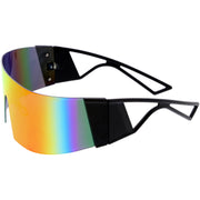 zeroUV 80s Retro Wrap Around One Piece Futuristic Sunglasses D305 Glasses / Sunglasses White Smoke Black / Red Mirror,Smoke / Blue Mirror,White / Pink Mirror,White / Smoke,Black / Smoke