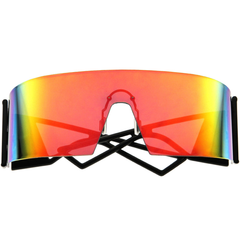 zeroUV 80s Retro Wrap Around One Piece Futuristic Sunglasses D305 Glasses / Sunglasses White Smoke Black / Red Mirror,Smoke / Blue Mirror,White / Pink Mirror,White / Smoke,Black / Smoke