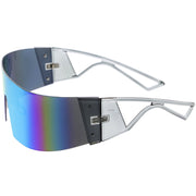 zeroUV 80s Retro Wrap Around One Piece Futuristic Sunglasses D305 Glasses / Sunglasses White Smoke Black / Red Mirror,Smoke / Blue Mirror,White / Pink Mirror,White / Smoke,Black / Smoke