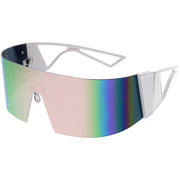 zeroUV 80s Retro Wrap Around One Piece Futuristic Sunglasses D305 Glasses / Sunglasses White Smoke Black / Red Mirror,Smoke / Blue Mirror,White / Pink Mirror,White / Smoke,Black / Smoke