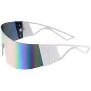zeroUV 80s Retro Wrap Around One Piece Futuristic Sunglasses D305 Glasses / Sunglasses White Smoke Black / Red Mirror,Smoke / Blue Mirror,White / Pink Mirror,White / Smoke,Black / Smoke