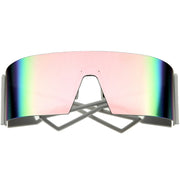 zeroUV 80s Retro Wrap Around One Piece Futuristic Sunglasses D305 Glasses / Sunglasses White Smoke Black / Red Mirror,Smoke / Blue Mirror,White / Pink Mirror,White / Smoke,Black / Smoke