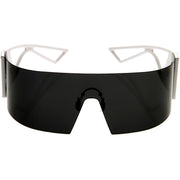 zeroUV 80s Retro Wrap Around One Piece Futuristic Sunglasses D305 Glasses / Sunglasses White Smoke White / Smoke
