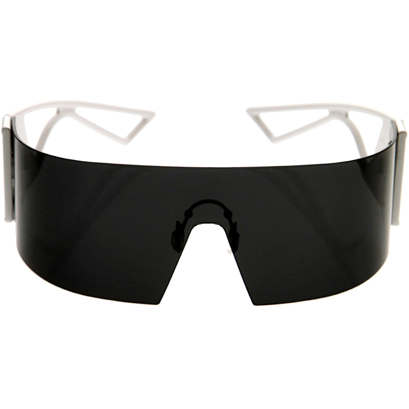 zeroUV 80s Retro Wrap Around One Piece Futuristic Sunglasses D305 Glasses / Sunglasses White Smoke White / Smoke