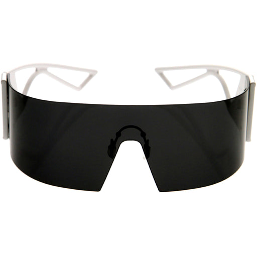 zeroUV 80s Retro Wrap Around One Piece Futuristic Sunglasses D305 Glasses / Sunglasses White Smoke White / Smoke