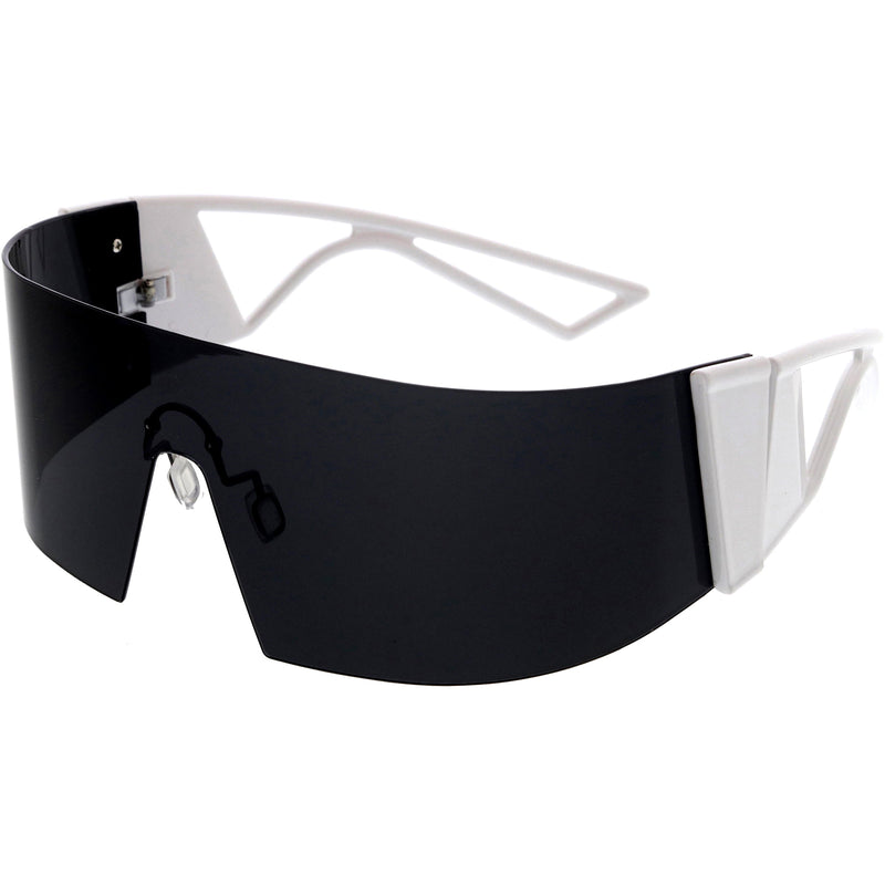 zeroUV 80s Retro Wrap Around One Piece Futuristic Sunglasses D305 Glasses / Sunglasses White Smoke Black / Red Mirror,Smoke / Blue Mirror,White / Pink Mirror,White / Smoke,Black / Smoke