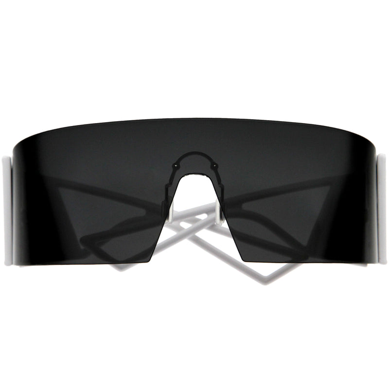 zeroUV 80s Retro Wrap Around One Piece Futuristic Sunglasses D305 Glasses / Sunglasses Dark Slate Gray Black / Red Mirror,Smoke / Blue Mirror,White / Pink Mirror,White / Smoke,Black / Smoke