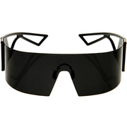 zeroUV 80s Retro Wrap Around One Piece Futuristic Sunglasses D305 Glasses / Sunglasses White Smoke Black / Smoke