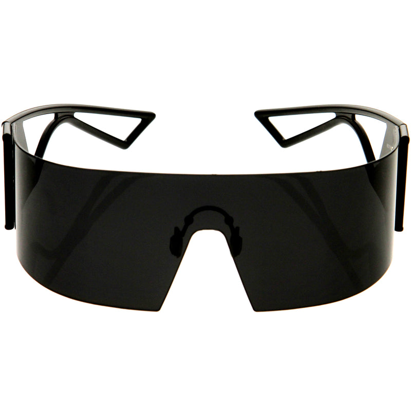 zeroUV 80s Retro Wrap Around One Piece Futuristic Sunglasses D305 Glasses / Sunglasses White Smoke Black / Smoke
