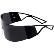 zeroUV 80s Retro Wrap Around One Piece Futuristic Sunglasses D305 Glasses / Sunglasses White Smoke Black / Red Mirror,Smoke / Blue Mirror,White / Pink Mirror,White / Smoke,Black / Smoke