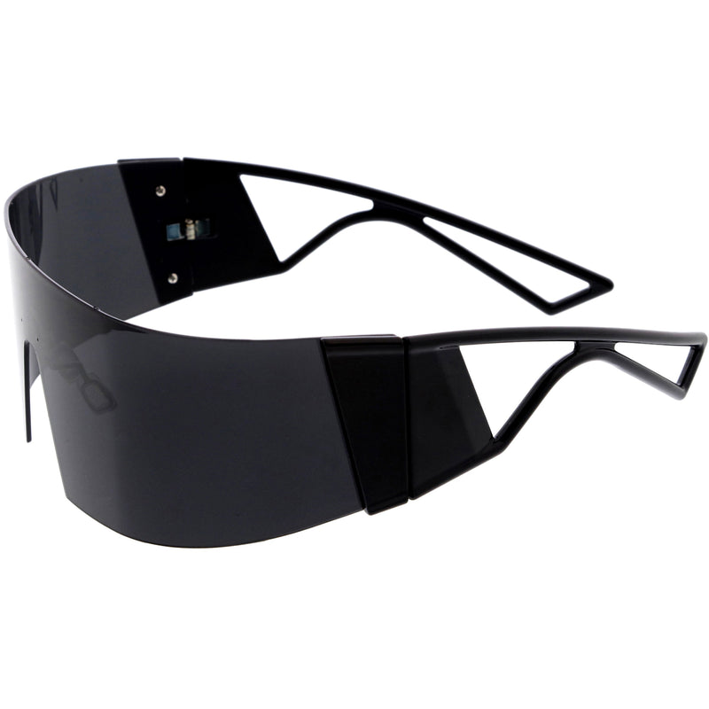 zeroUV 80s Retro Wrap Around One Piece Futuristic Sunglasses D305 Glasses / Sunglasses White Smoke Black / Red Mirror,Smoke / Blue Mirror,White / Pink Mirror,White / Smoke,Black / Smoke