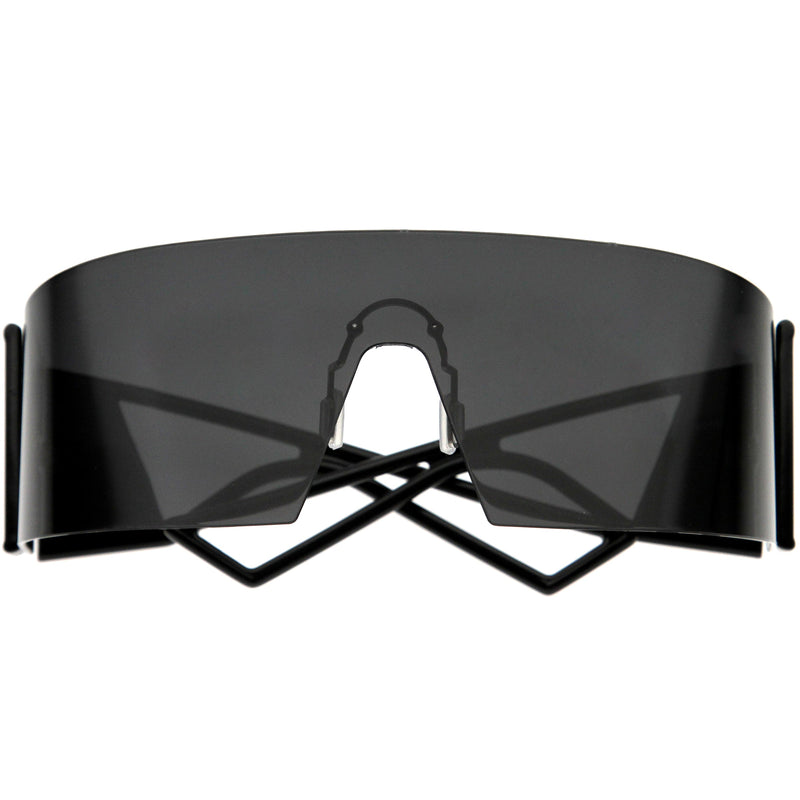 zeroUV 80s Retro Wrap Around One Piece Futuristic Sunglasses D305 Glasses / Sunglasses Dark Slate Gray Black / Red Mirror,Smoke / Blue Mirror,White / Pink Mirror,White / Smoke,Black / Smoke
