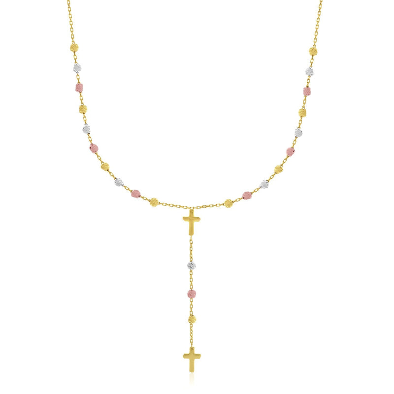 Bids.com 14k Tri-Color Gold Rosary Chain Necklace Necklaces White Smoke 17 / Tri-Color Gold