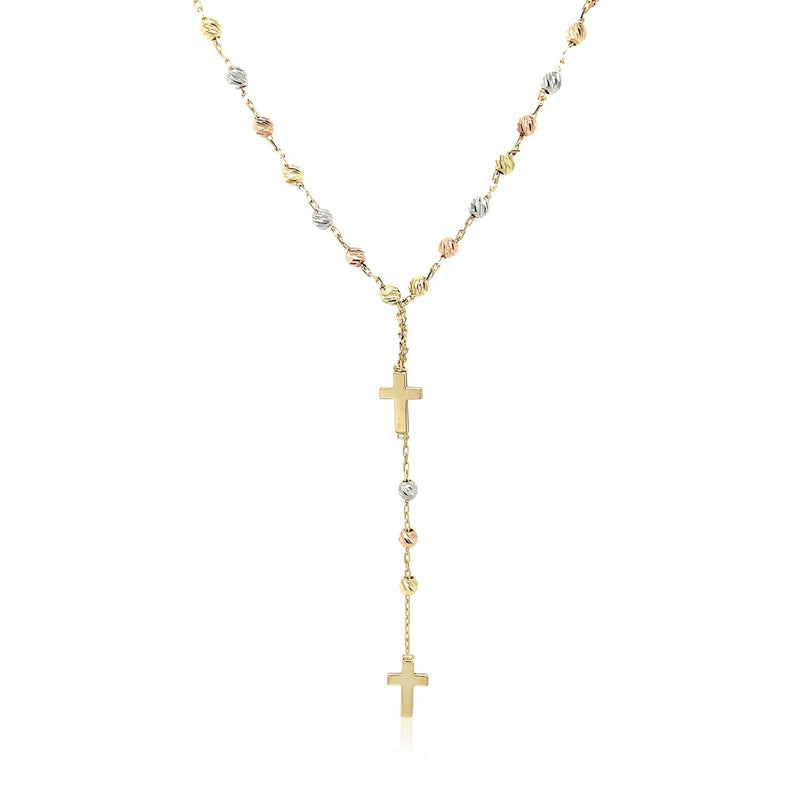 Bids.com 14k Tri-Color Gold Rosary Chain Necklace Necklaces White Smoke 17 / Tri-Color Gold