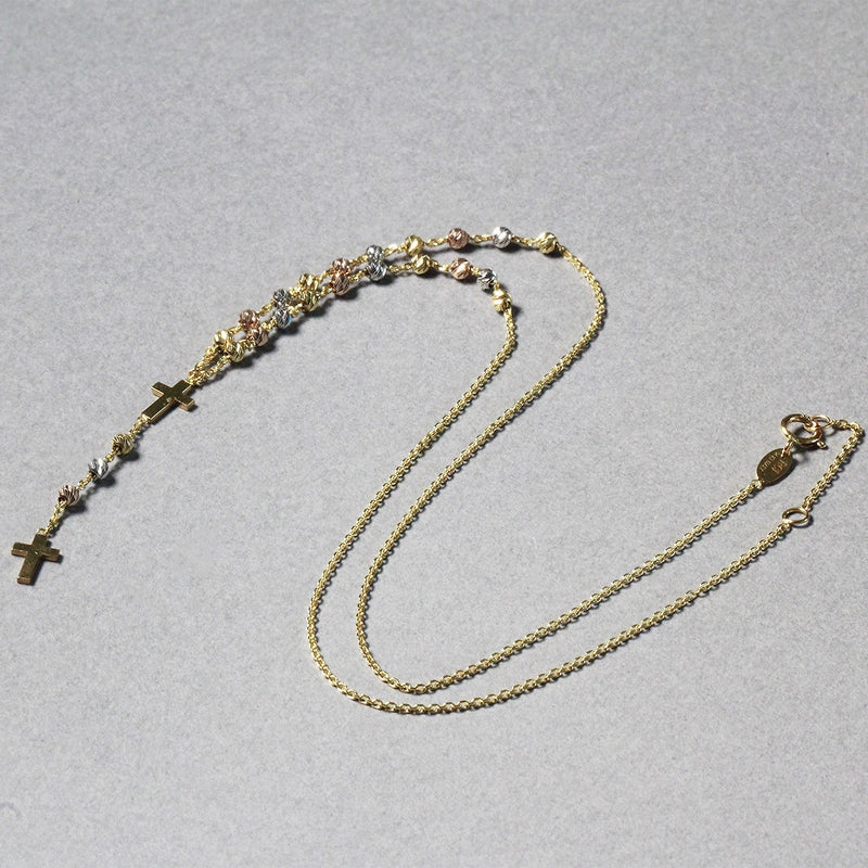 Bids.com 14k Tri-Color Gold Rosary Chain Necklace Necklaces Gray 17 / Tri-Color Gold