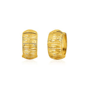 Bids.com 14k Yellow Gold Diamond Cut Hoop Design Earrings Earrings White Smoke Yellow Gold