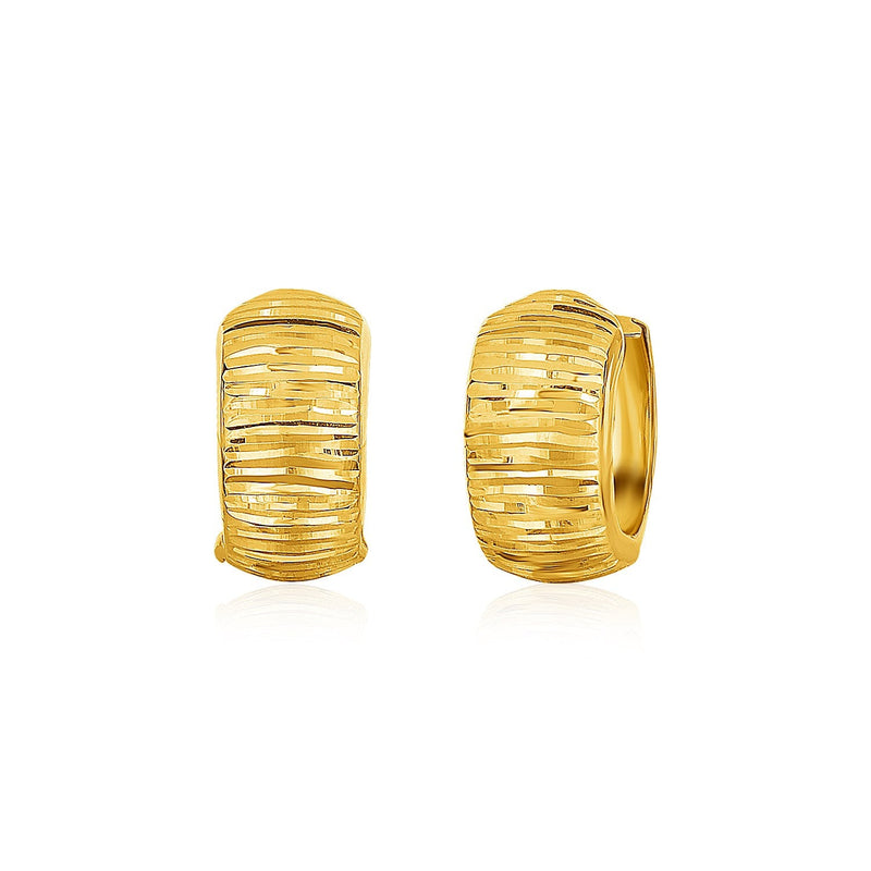 Bids.com 14k Yellow Gold Diamond Cut Hoop Design Earrings Earrings White Smoke Yellow Gold