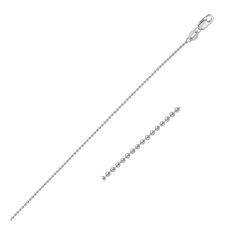 Bids.com 14k White Gold Bead Chain 1.0mm Necklaces White Smoke 16 / White Gold,18 / White Gold,20 / White Gold