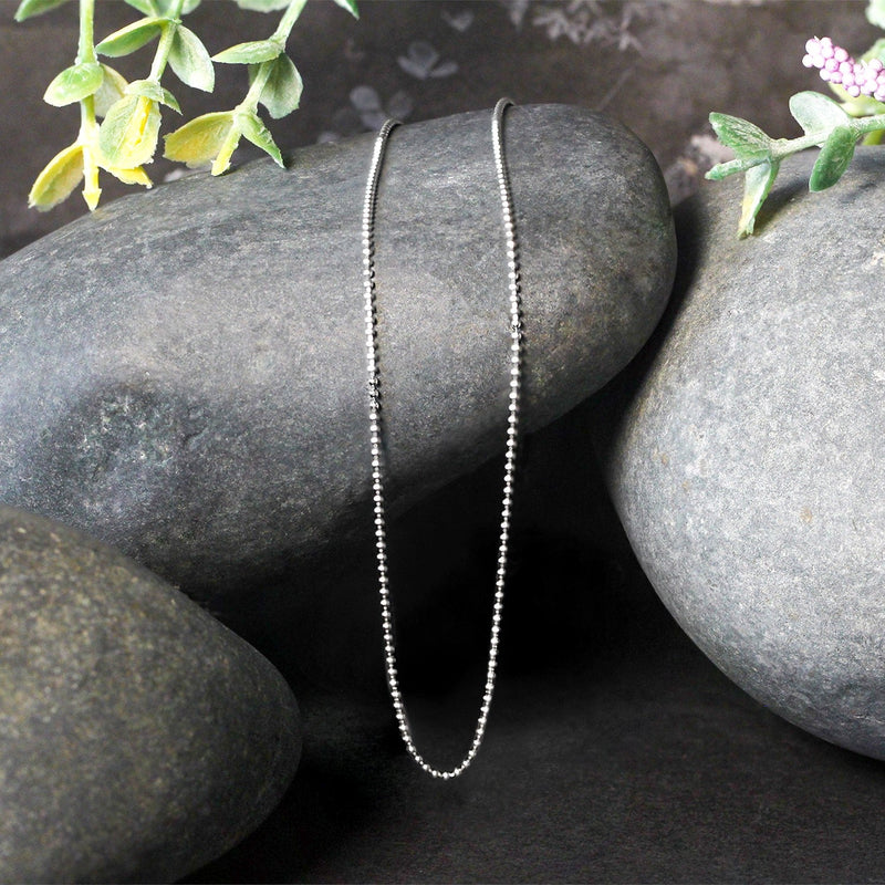 Bids.com 14k White Gold Bead Chain 1.0mm Necklaces Black 16 / White Gold,18 / White Gold,20 / White Gold