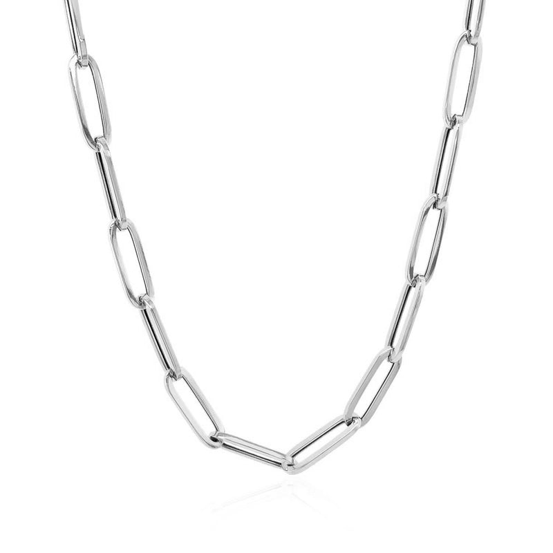 Bids.com 14k White Gold Bold Paperclip Chain (4.2 mm) Necklaces White Smoke 18 / White Gold