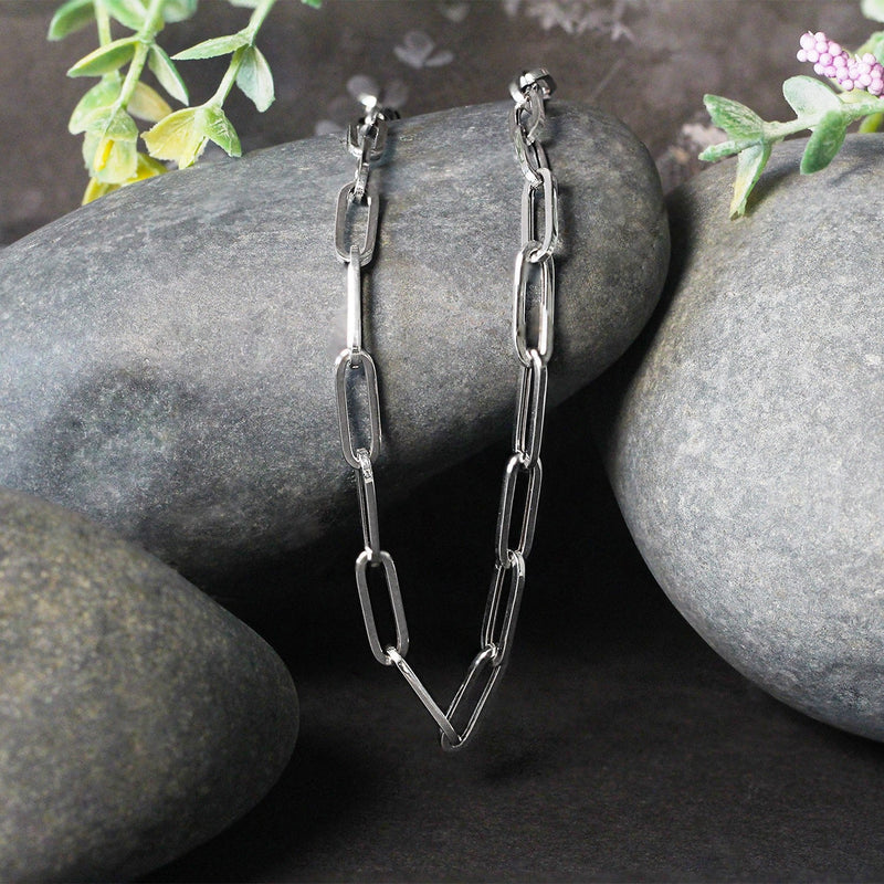 Bids.com 14k White Gold Bold Paperclip Chain (4.2 mm) Necklaces Black 18 / White Gold