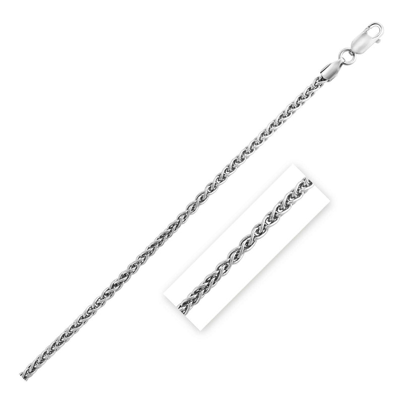Bids.com Sterling Silver Rhodium Plated Wheat Chain 2.6mm Necklaces White Smoke 16 / Sterling Silver,18 / Sterling Silver,20 / Sterling Silver,24 / Sterling Silver
