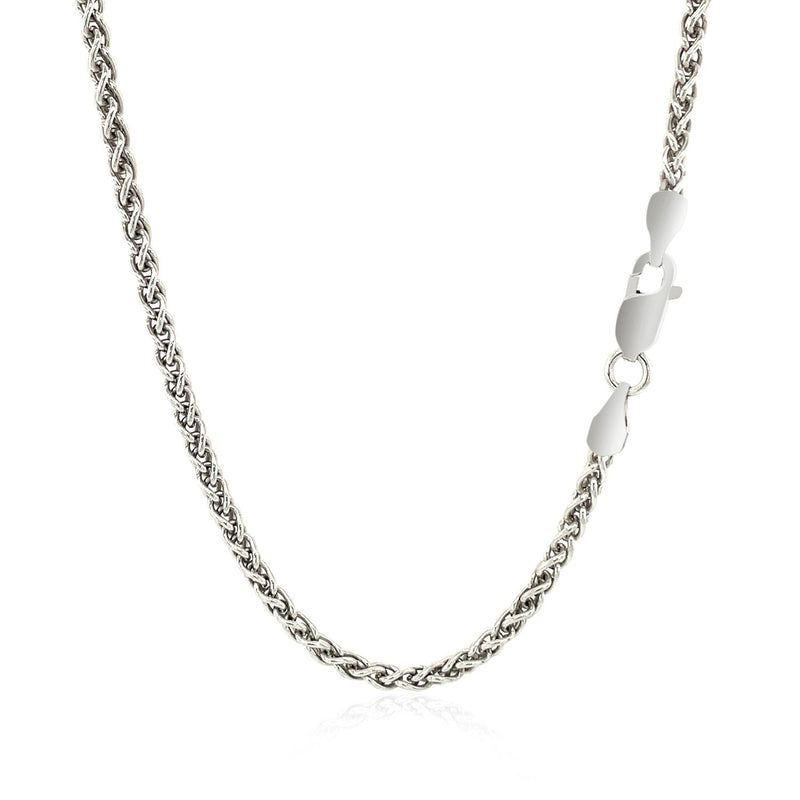Bids.com Sterling Silver Rhodium Plated Wheat Chain 2.6mm Necklaces White Smoke 16 / Sterling Silver,18 / Sterling Silver,20 / Sterling Silver,24 / Sterling Silver