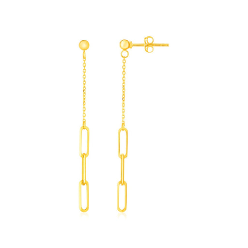 Bids.com 14K Yellow Gold Paperclip Chain and Fine Link Earrings Earrings White Smoke Yellow Gold