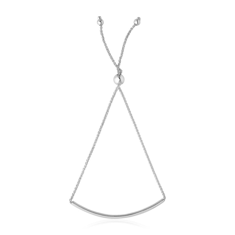 Bids.com 14k White Gold Smooth Curved Bar Lariat Design Bracelet Bracelets White Smoke 9.25 / White Gold