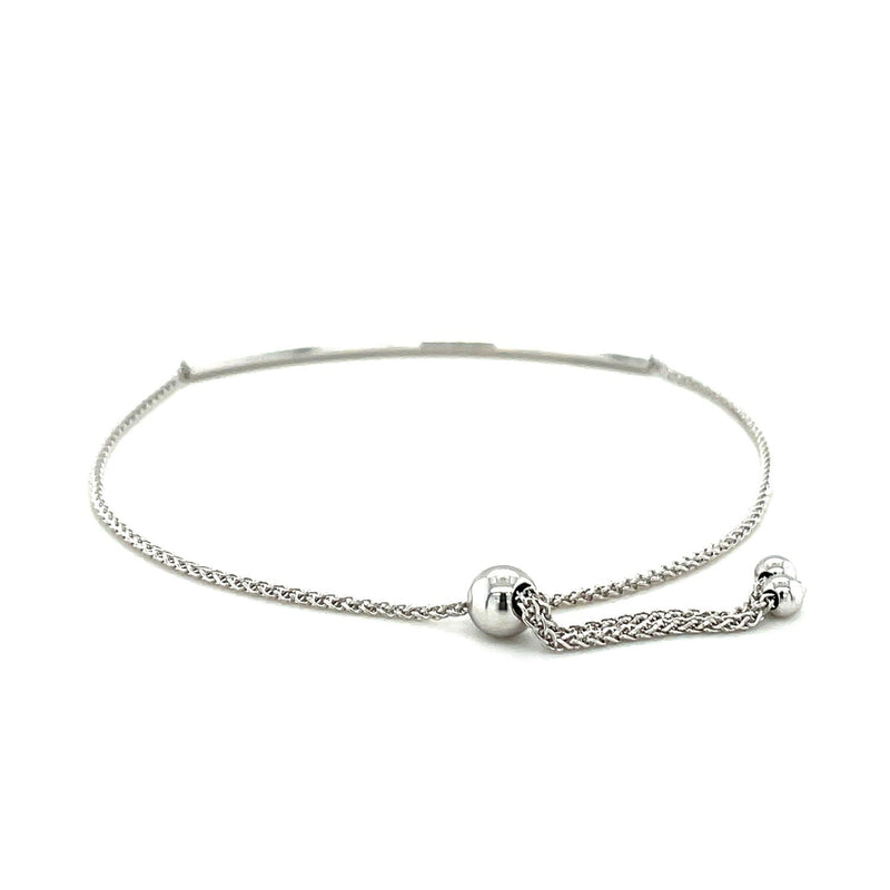 Bids.com 14k White Gold Smooth Curved Bar Lariat Design Bracelet Bracelets White Smoke 9.25 / White Gold
