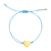 Bids.com 9 1/4 inch Blue Cord Adjustable Bracelet with 14k yellow Gold Heart Bracelets White Smoke 9.25 / Yellow Gold