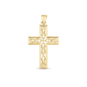 Bids.com 14k Yellow Gold High Polish Vine Cross Pendant Pendants White Smoke Yellow Gold