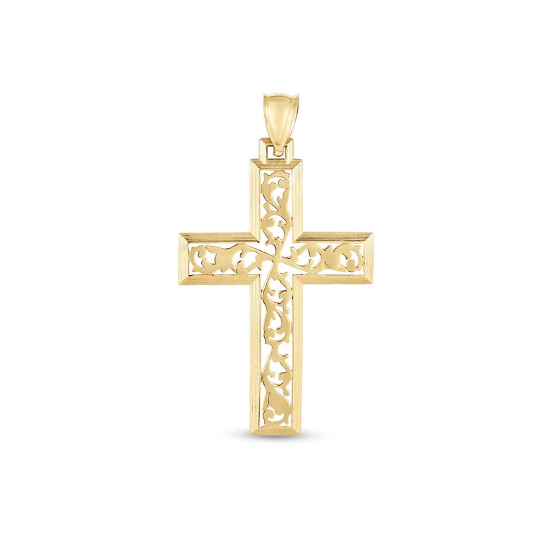 Bids.com 14k Yellow Gold High Polish Vine Cross Pendant Pendants White Smoke Yellow Gold