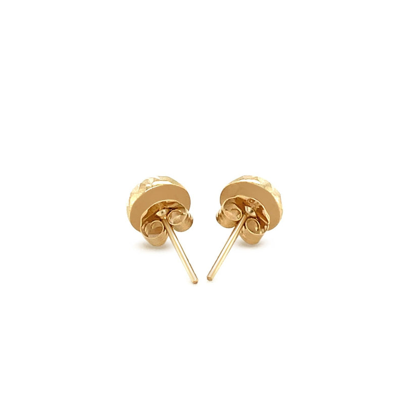 Bids.com 14k Yellow Gold Textured Flat Style Stud Earrings Earrings White Smoke Yellow Gold